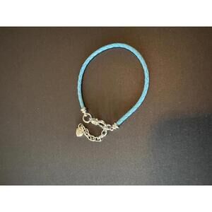 Stylish Blue Braided Leather Bracelet